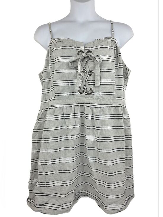 Arizona Jean Company Dresses & Skirts - Arizona 3X Corset Style Striped Lace-Up Mini Dress Gray 3434-AB